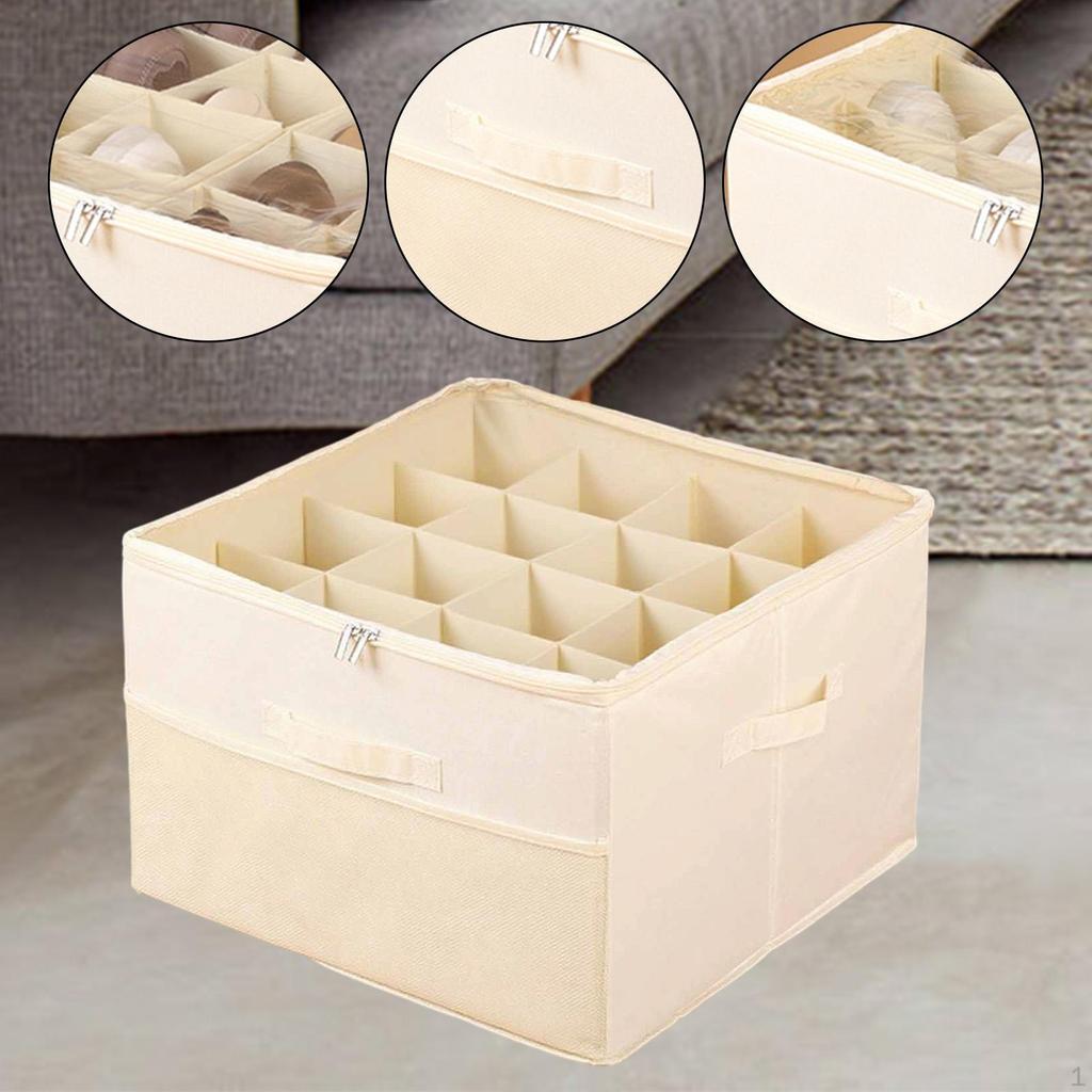 Foldable Shoe Organizer for Footwear Storage Box Multi Compartments Shoes Boot Bin