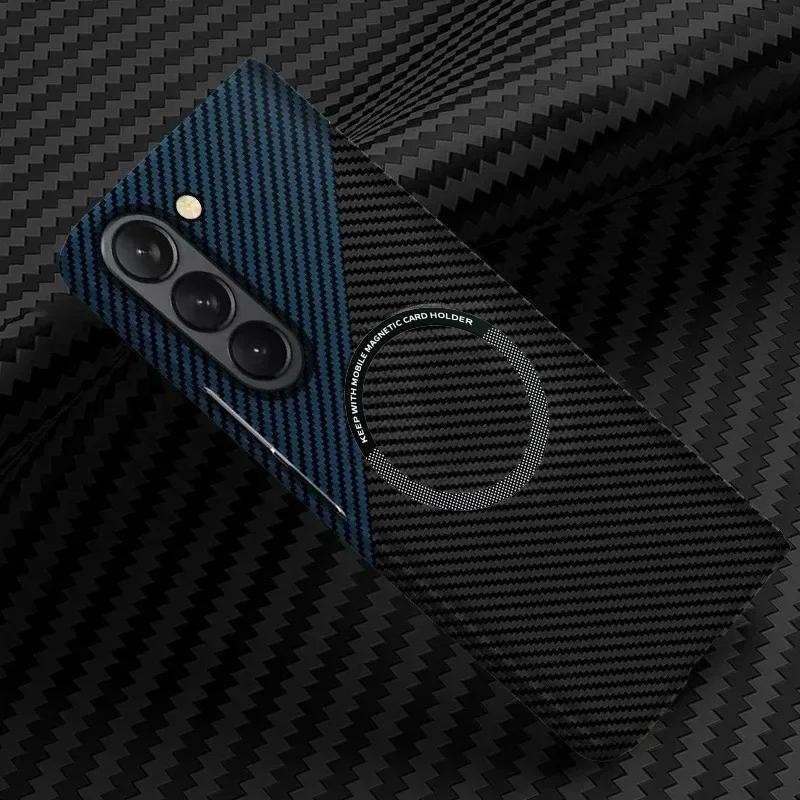 Kevlar Carbon Fiber Skin Feel Magnetic Wireless Charge Case For Samsung Galaxy Z Fold 7 6 5 4 3 PC Slim Drop-proof Protect Cover