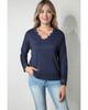 Azura Exchange Ribbed Texture V Neck Long Sleeve Top