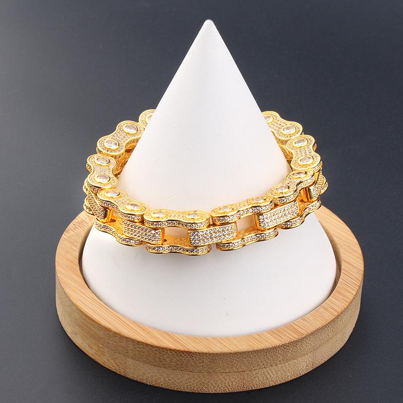 Produs Nou cu Personalitate și Temperament Exagerate, Lanț Mare cu Diamante Complete, Brățară Hip-hop, Lanț Creativ de Motocicletă