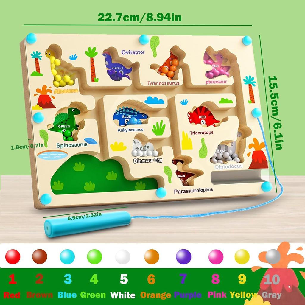 Magnetic Color & Number Maze Montessori Education Toys Board Pen Moving Bead Game Motor Skills Activities Wooden Toys Kids Gifts