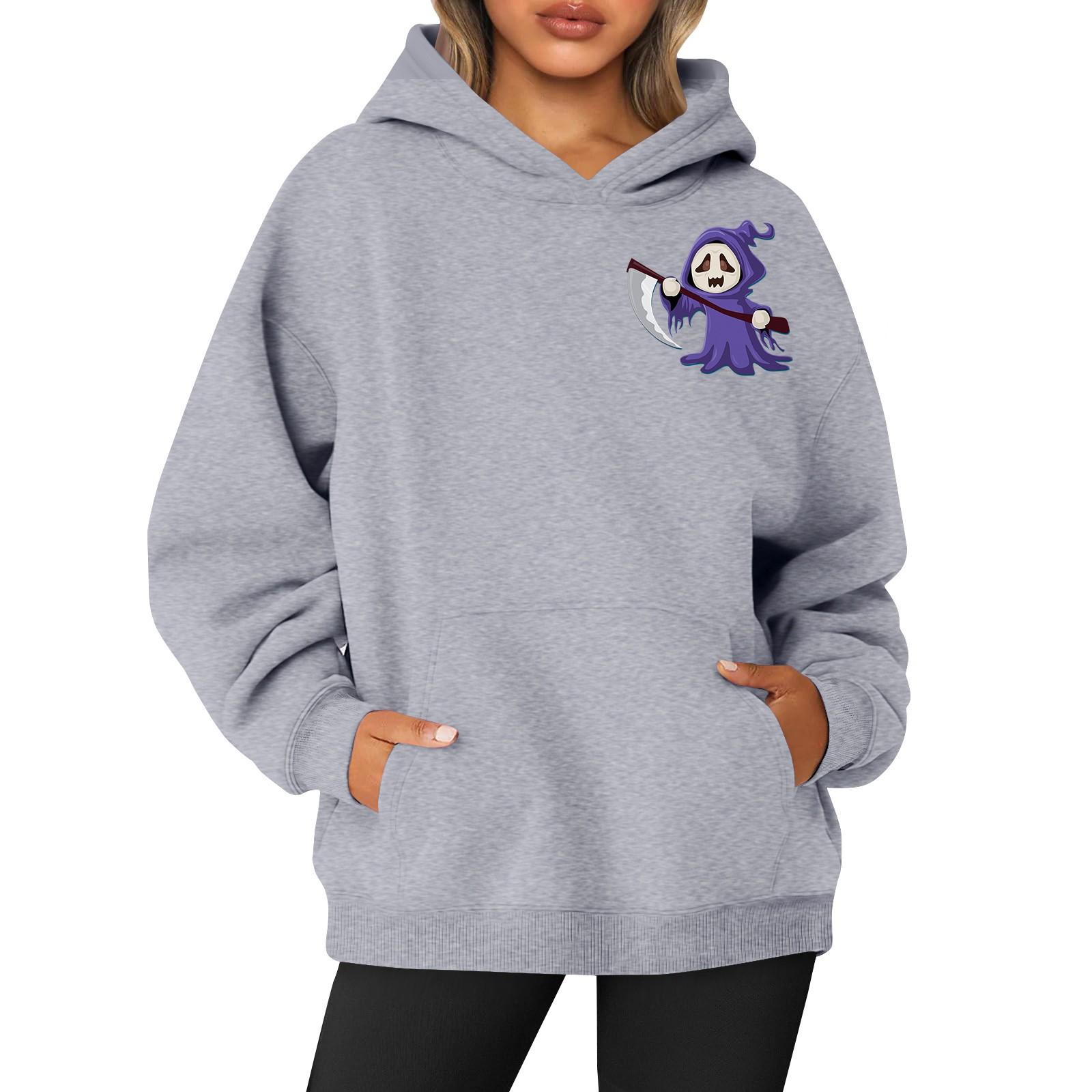 

Женская толстовка с капюшоном и круглым вырезом, длинными рукавами и принтом «Хэллоуин» S