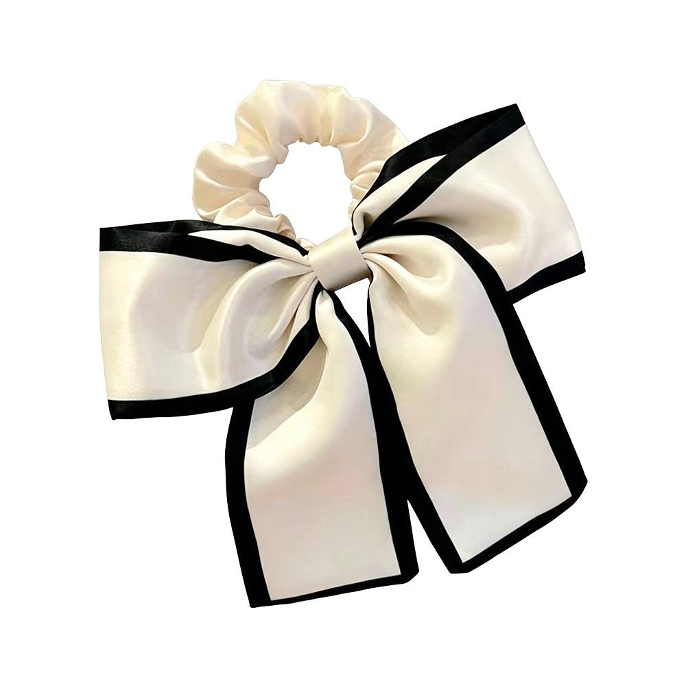 

Elastic Hair Band Large Bow Ribbon Hair Scrunchies New Hair Tie Ring Headwear бежевий