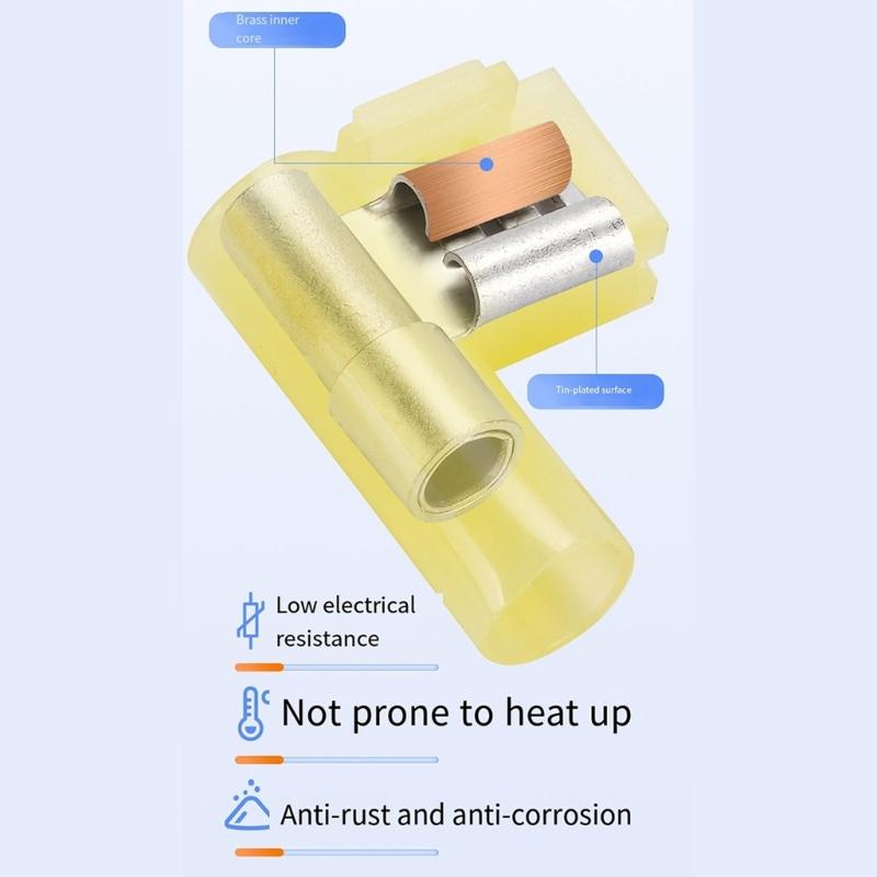Practical Automotive Wiring Set 80Pcs Right Angled Flag Terminals Insulated Spade Connectors for Secure Connection
