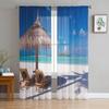Bali Scenery Ocean Vacation Sheer Curtains Living Room Window Tulle Curtains For Bedroom Kitchen Home Decoration Voile Drapes