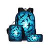 Hai Meeresmotiv Dreiteiliges Rucksäcke Set für Jungen und Mädchen Beste Geschenke 2D Flache Cartoon Schultasche für Kinder