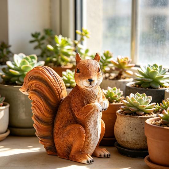 Realistische Eichhörnchen-Figur 20 cm Harz Waldtier-Statue für Innen Außen Garten Hof Terrasse Haus Tischdekoration