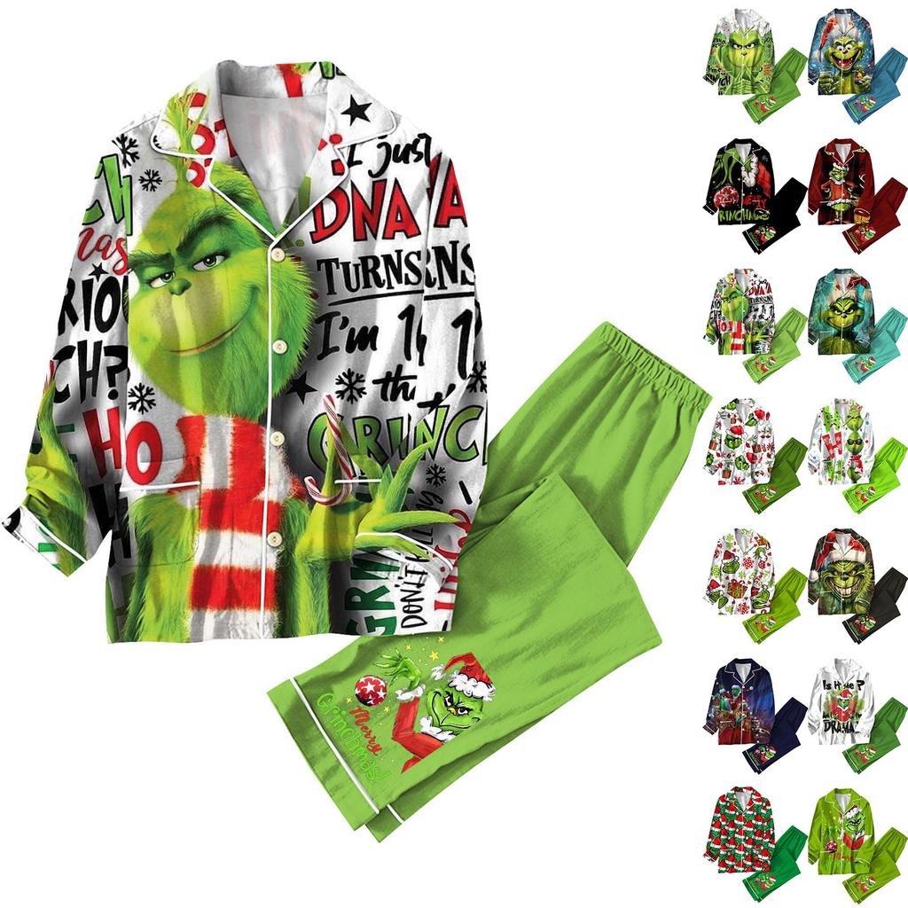 Women's 2 Piece Printed Suit Long Sleeve Button Up Top Wide Leg Pants Suit Set Pajamas Home Casual Suit