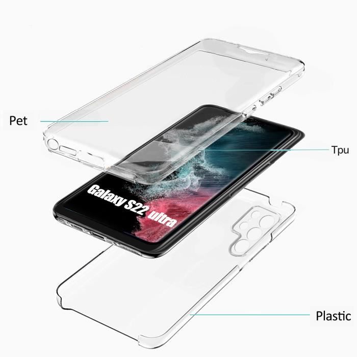 Coque pour Samsung S22 ULTRA - Silicone Intégrale Transparent 2 Parties Avant Arrière