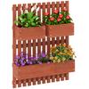Vertical Slatted Planter with 3 Removable Pots, Fir Wood, 60x16x80 Cm, Brown