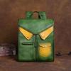 Johnature Mochila Vintage de cuero genuino para mujer, bolso de viaje de gran capacidad para ocio, Cuero de vaca Real, mochilas creativas