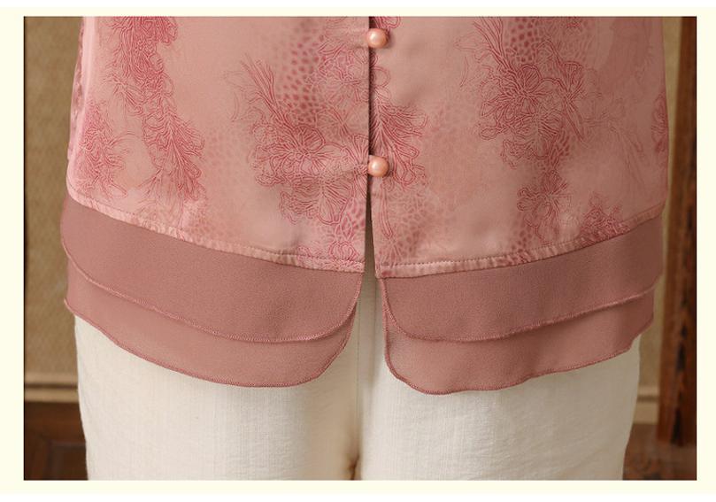 Chinese Style Nine-Point Sleeve Shirt for Middle-Aged and Elderly Women