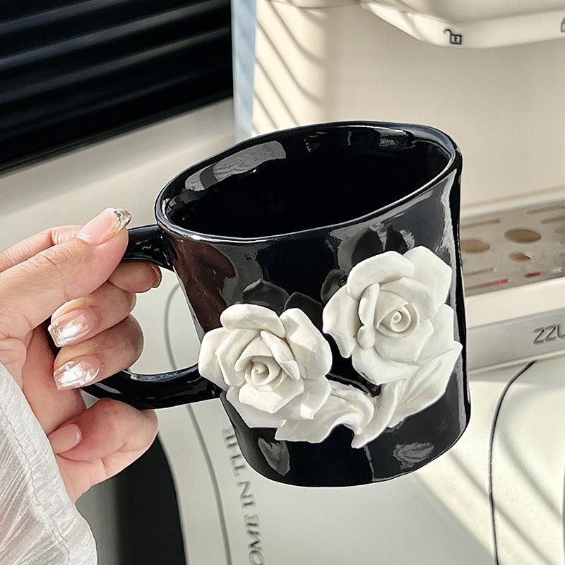 

Высококлассная нишевая чашка с камелией, кружка высокой ценности, чашка для воды, подарок для молока, кофейная чашка, керамика 300m l