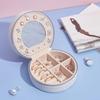 Simple Fashion Solid Color Small PU Leather Jewelry Box Circle Shaped Jewelry Box Earrings Jewelry Earrings Necklace Storage Box