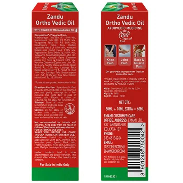 Zandu Ortho Vedic Knee & Joint Pain Oil - 60 Ml
