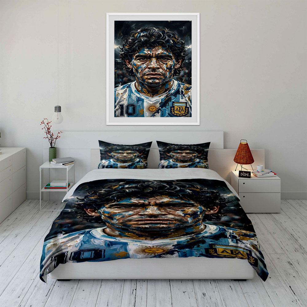 Painted Portrait with Blue Strokes Bedding Duvet Cover Set Duvet Cover Pillowcases  (1*Duvet Cover 2*Pillowcases, Without Duvet Insert)