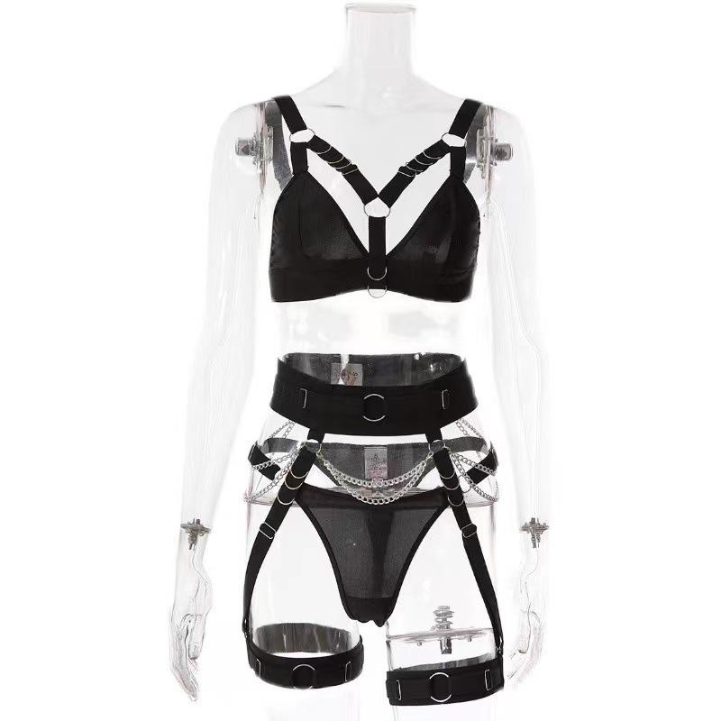 European Motorcycle Chain Garter Lingerie Set for Women