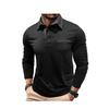 Men Long Sleeve Polo Shirt with Contrast Color Collar Casual Pocket Top