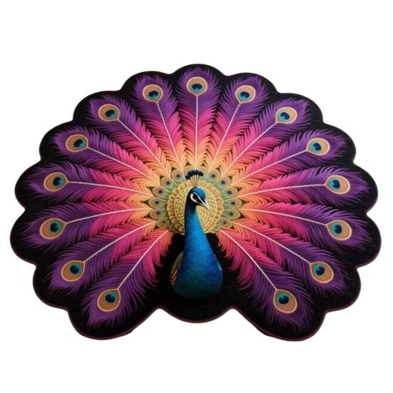 3D Peacock Pattern Plush Rug Non-Slip Backing Easy To Clean Various Sizes Living Room Rug Home Decor