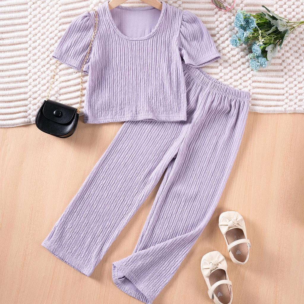 Girls Solid Color Suspenders Summer Suspenders Ruffles + Wide Leg Pants 2 Pieces Dress Set White Cute Elegant Baby Clothes