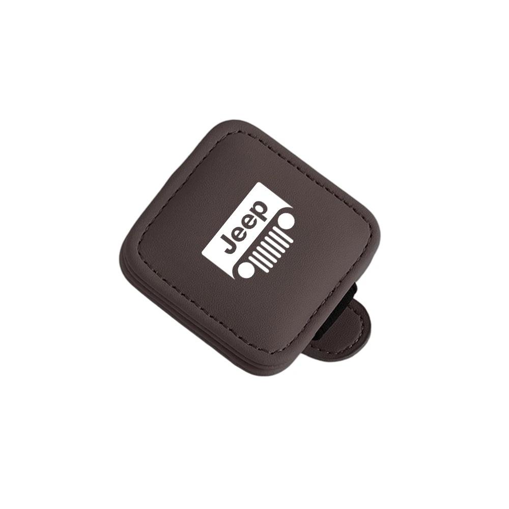 Multifunctional Magnetic Car Glasses Clip PU Leather Sun Visor Holder for Jeep Wrangler Grand Cherokee Compass Auto Accessories