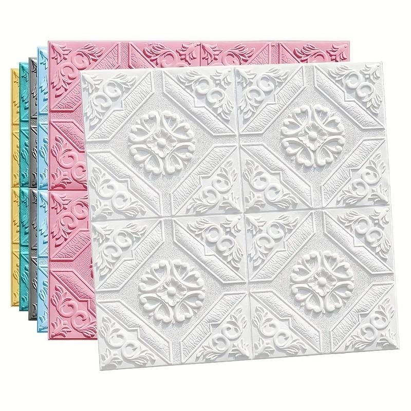 5-10pcs 35*35cm Ceiling Roof Wallpaper renovation Self-adhesive Bedroom 3D Waterproof Background Wall Wallpaper Home Decoration