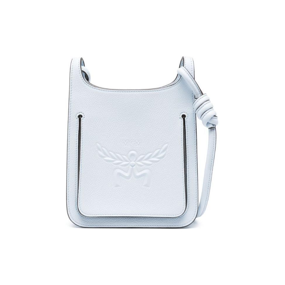 

MCM Light Blue Pebbled Leather Embossed Crossbody Bag with Knot Detail for Daily Use Basic Set (Bag+Dust Bag)