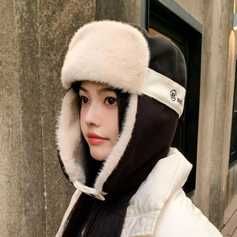Winter Warm Hat Women's Velvet Thickened Face Small Pullover Hat Outdoor Cycling Skiing Windproof and Cold Proof