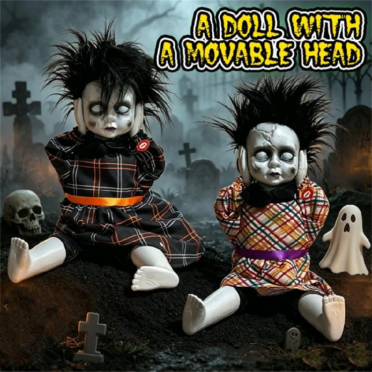 Frightening Moving Doll With Light Up Eye And Sound Laugh Participatory Specters Figure For Halloween Party Atmosphere Decors