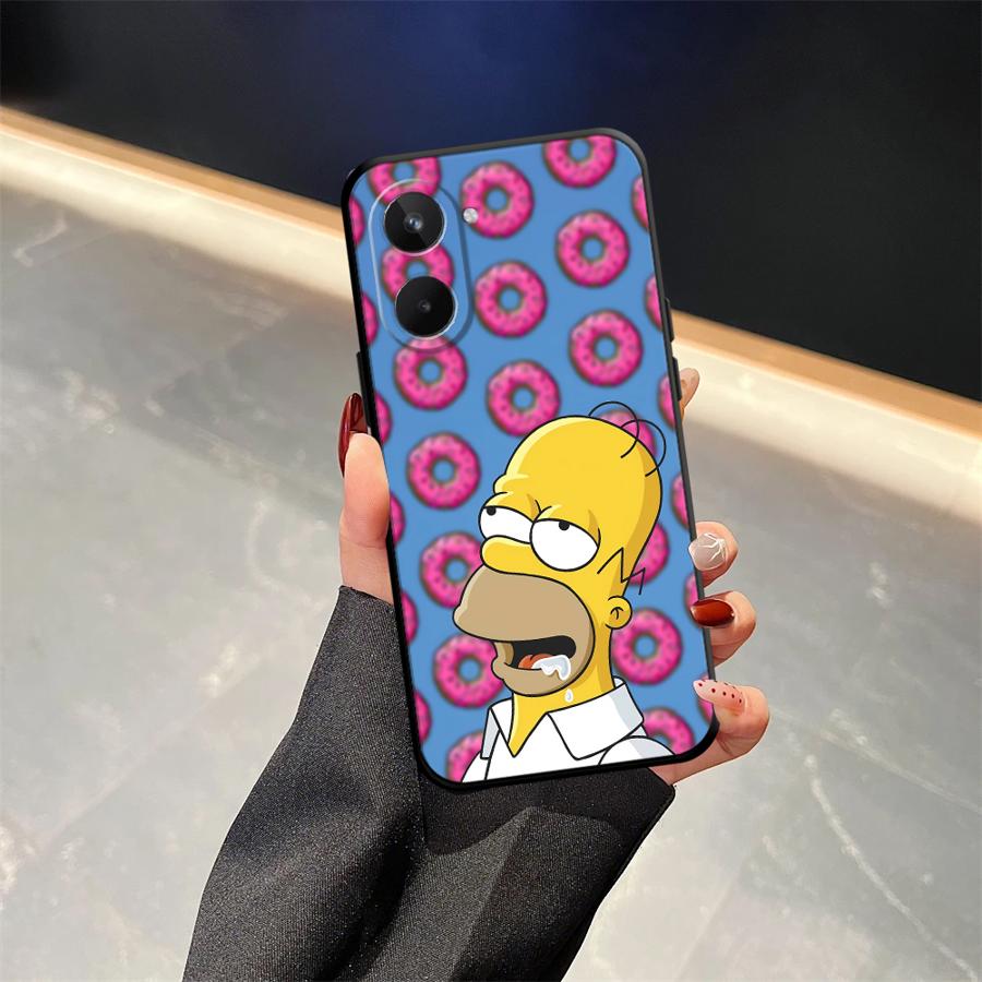 Case for Realme C21 C15 C12 C25 11 Pro Nazro 50 50i 12 14 GT Master Neo2 P3 Ultra C33 C35 C53 C55 Phone Cover S-simpsons Donut