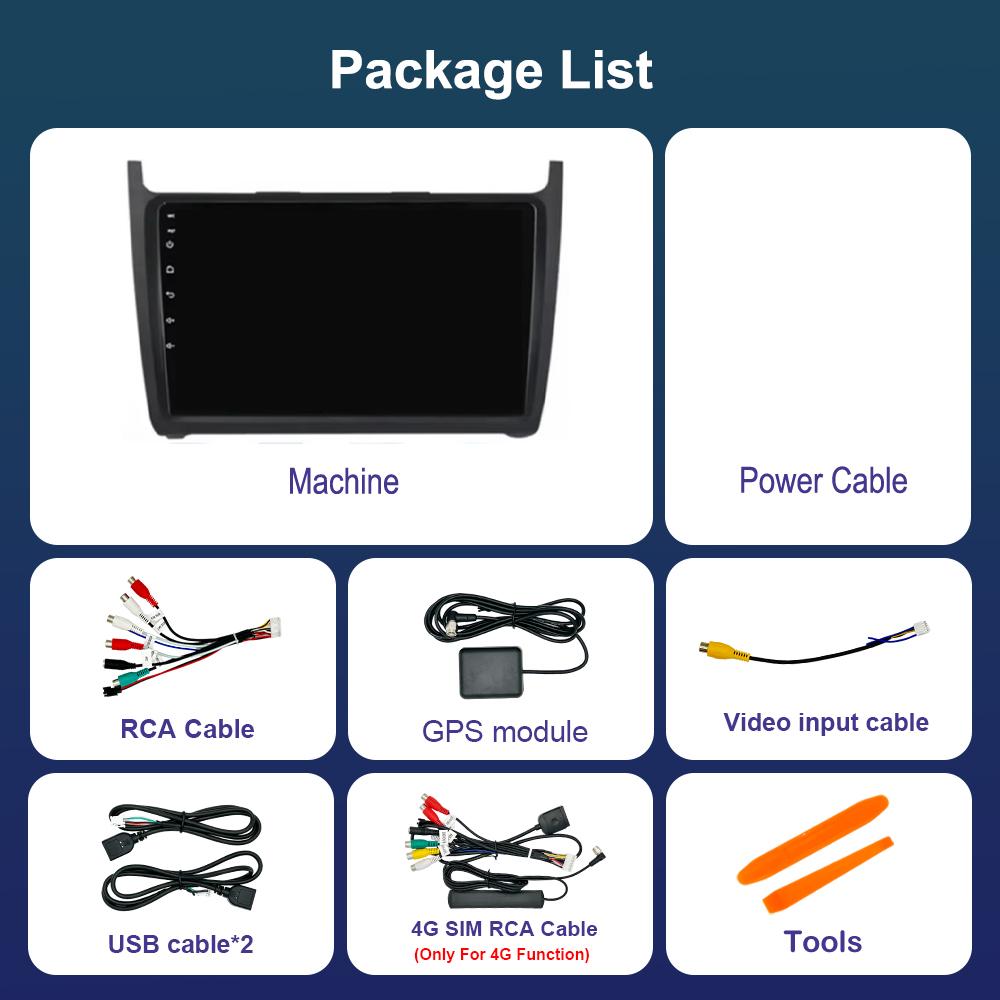 Android 14 Car Video Multimedia Player for VW Volkswagen POLO 5 2008 - 2017 GPS Navi DSP Stereo WiFi BT 4G HD Touch Screen
