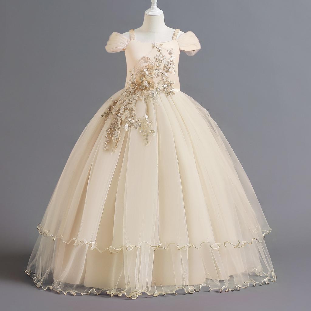 Vestido de Verano para Niñas Bordado Vestido de Princesa para Dama de Honor Niños para Niñas Fiesta Infantil Vestido de Boda