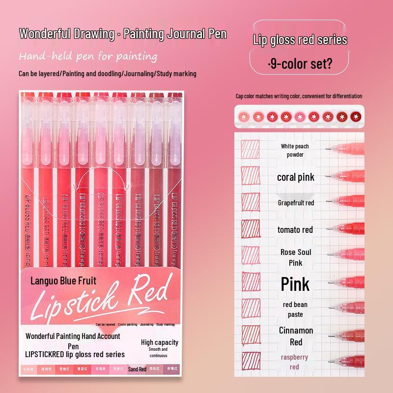 Blue Fruit Large Capacity Journal & Pen Set: Includes Highlighter, Drawing Pen, Gel Pen, Colored Single-Tip Pen.