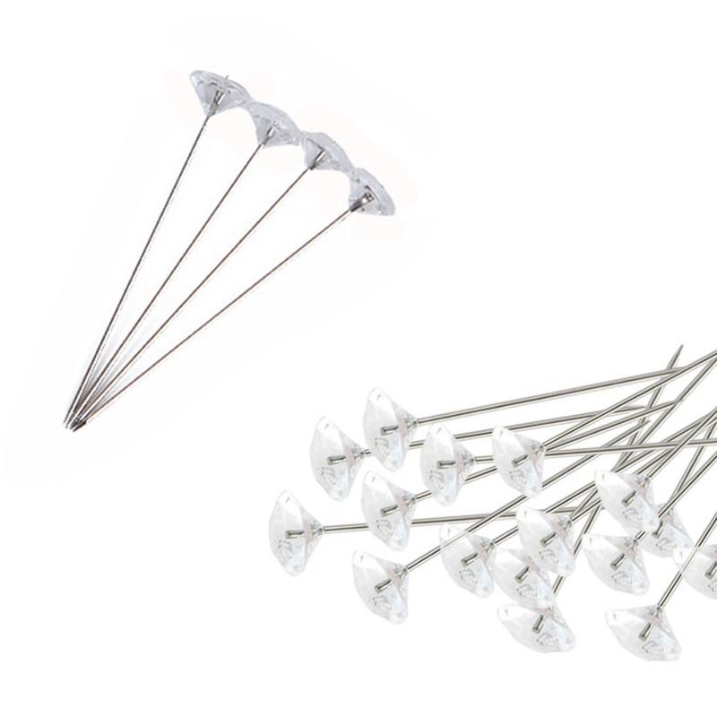 100PCS Bouquet Pins Corsages Flower Pins Clear Sewing Crystal for Head  Long Straight for Head Pins for Wedding Jewelry