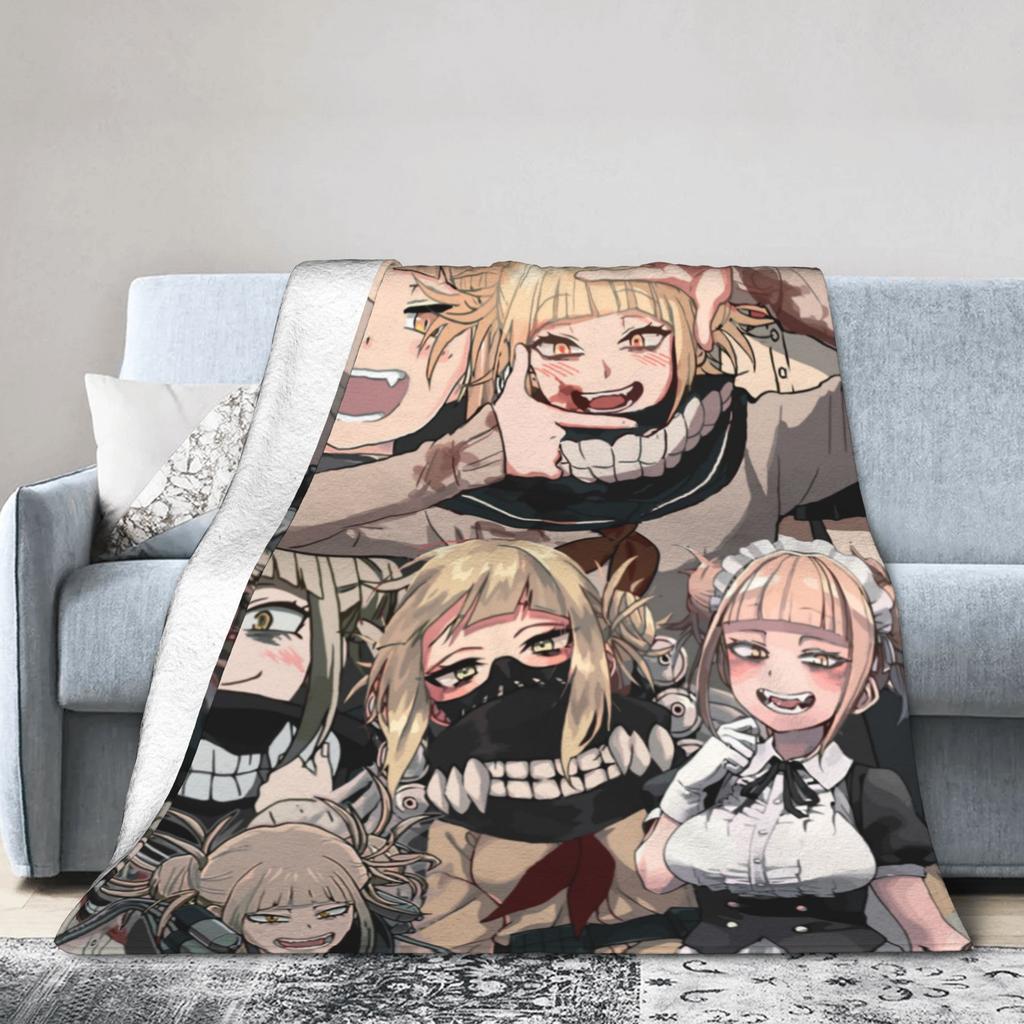 Himiko Toga Tribute Pattern Flannel Throw Blankets Boku No My Hero Academia Manga Blankets for Bedding Office Warm Quilt,
