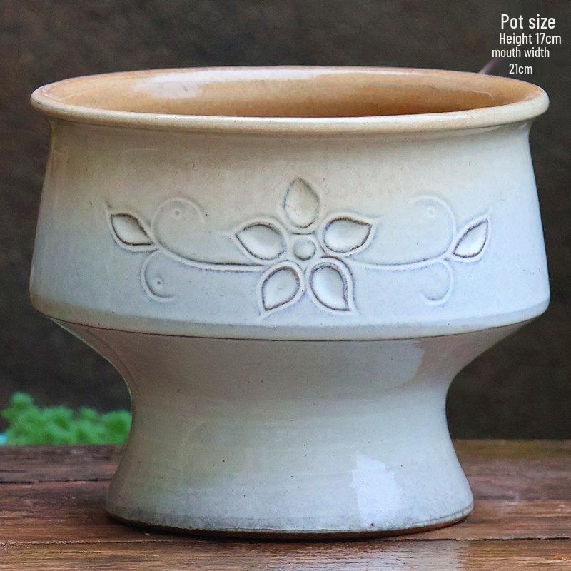 Personalized Large Ceramic Succulent Flower Pot with Wide Caliber - Free Shipping