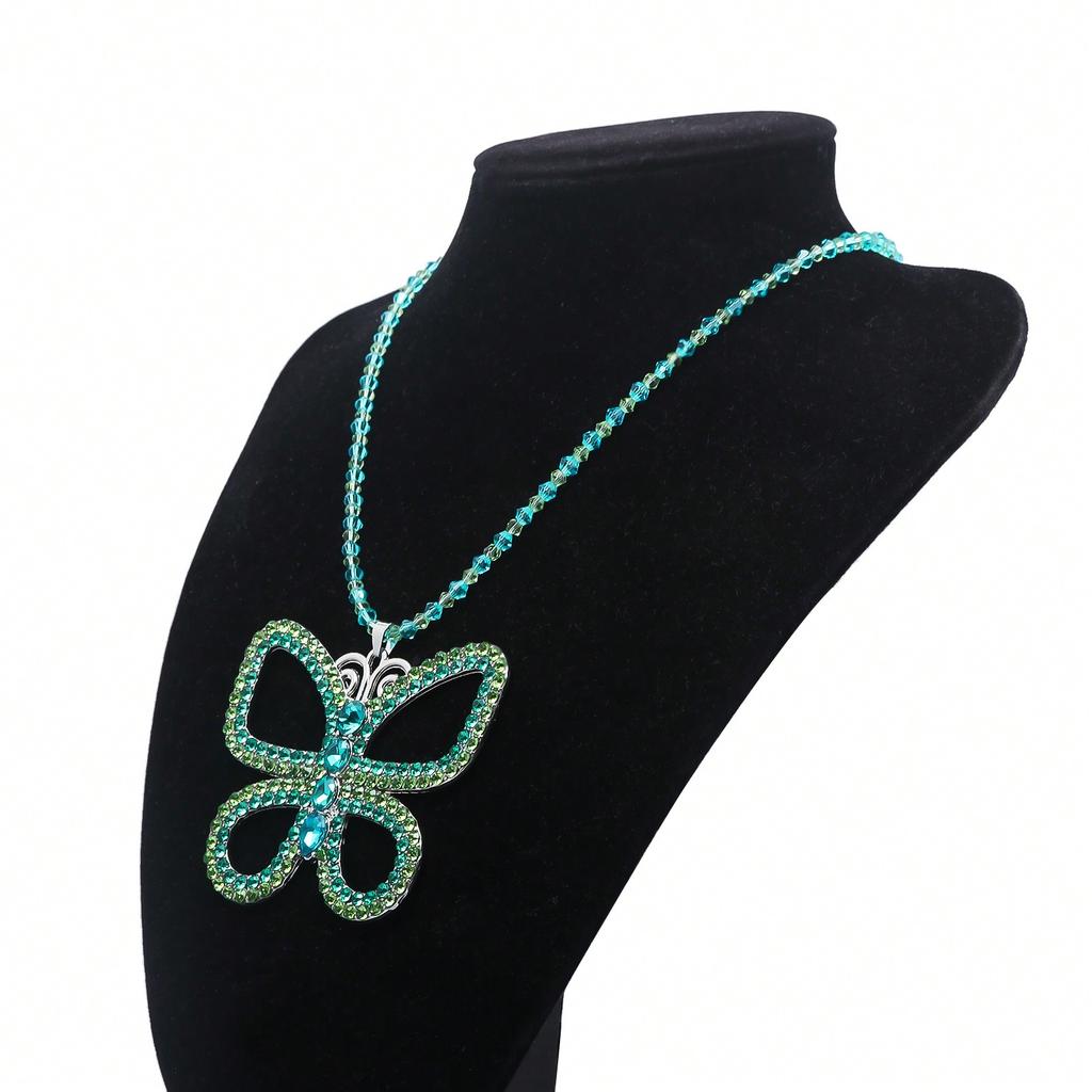 A large butterfly necklace, bead necklace, crystal butterfly pendant necklace for women