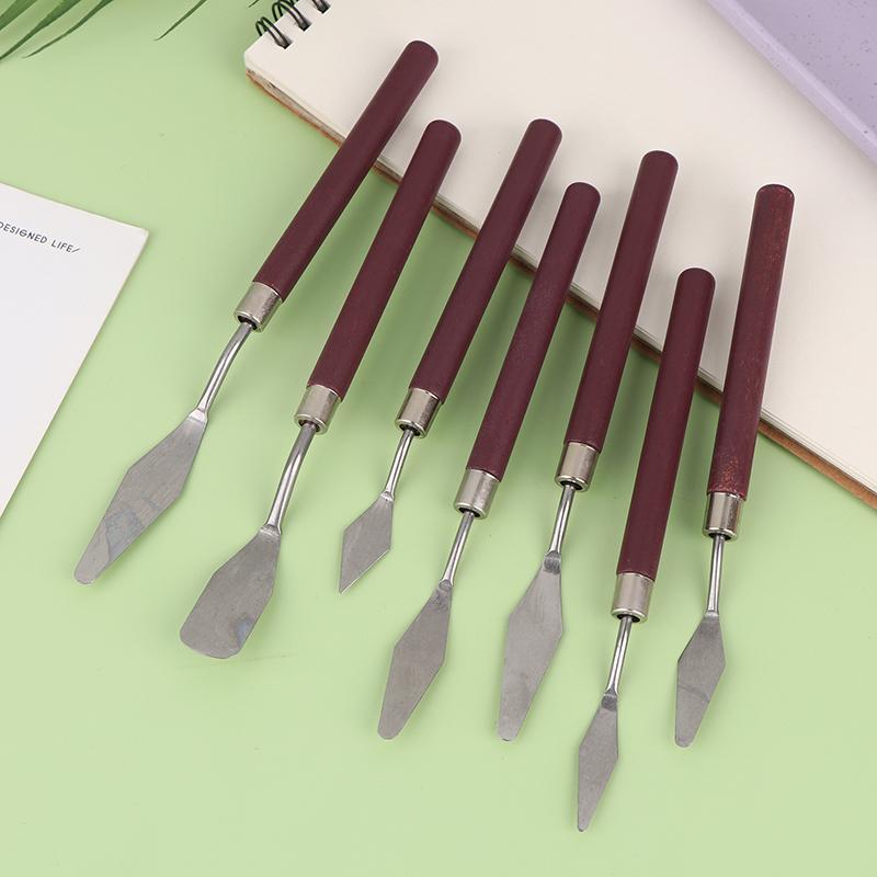 7Pcs Stainless Steel Oil Painting Knives Artist Crafts Spatula Palette Knife Mixing Knife Scraper Art Tools