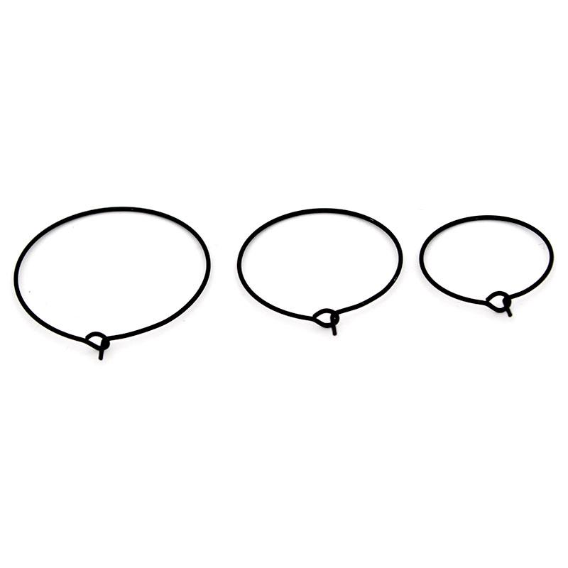 20Pcs Stainless Steel Black Plated Wine Charm Holder Earrings Hoops Big Circle Ear Wire DIY Jewelry Making Findings Supplier