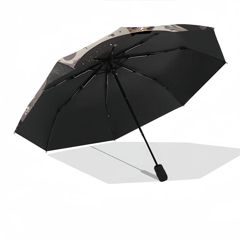 Bat Moon Automatic Folding Umbrella Compact 8 Rib Design,Unique Style,Suitable for Everyday Outdoor Use,Perfect Gift for Friends and Fa