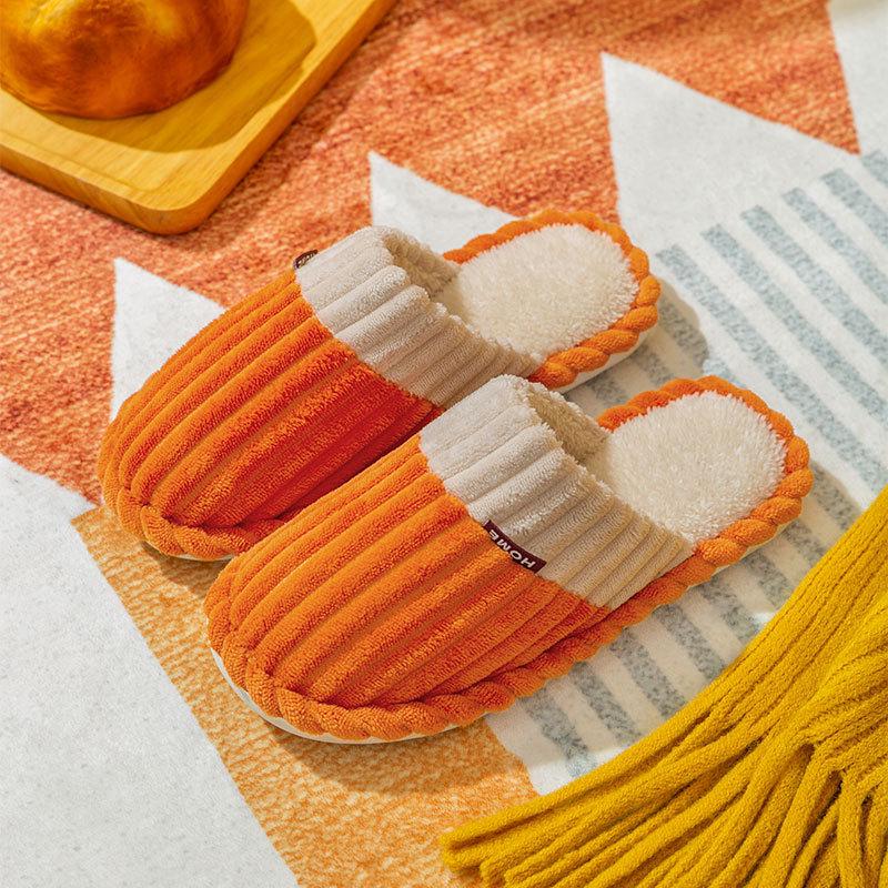 Women's and Men's Plush Non-Slip Cotton Slippers - Indoor Warmth for Spring, Autumn, and Winter