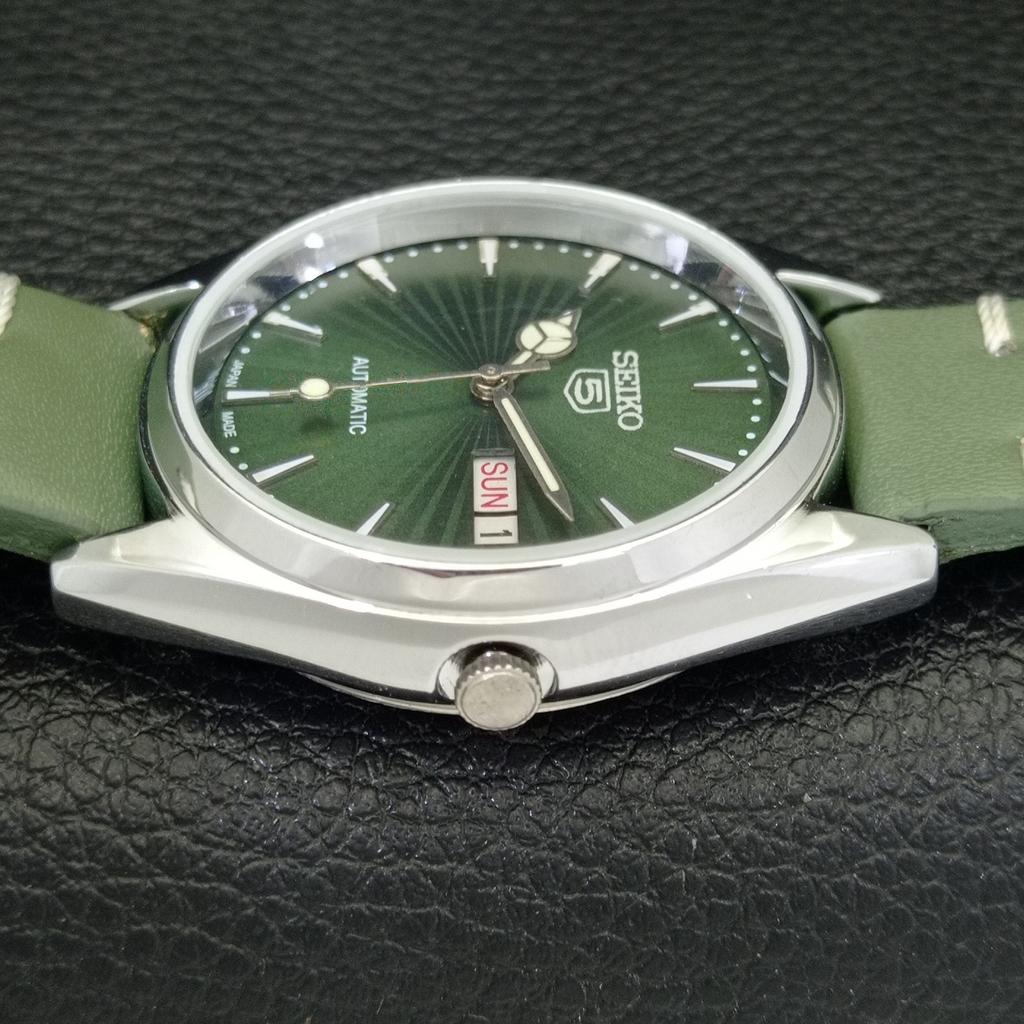 VINTAGE SEIKO 5 AUTOMATIC 6309A REFURBISHED JAPAN MENS GREEN WATCH a701733-5 R206c-a701733