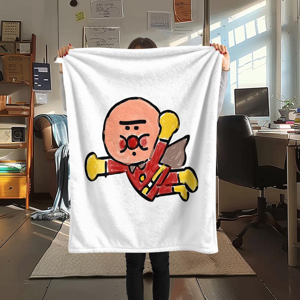 1PC Anpanman Print Flannel Blanket, High quality All Seasons, Home Decor, Warmth and Comfort, Perfect for Christmas Gifts