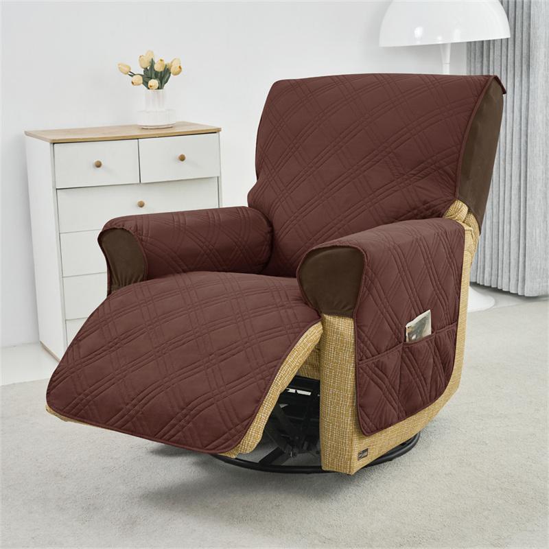 1Seater Recliner Cover Solid Color Quilted Armchair Slipcover Anti-Wear Pet Kids Accent Couch Cushion Living Room Hotel Home