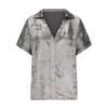 Women's Fashion Color Lapel Short Sleeved Loose Pullover Shirt Top