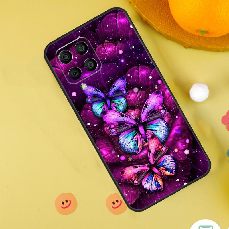 Black Beautiful Butterfly Case For Samsung Galaxy M31 M32 M12 M52 M21 M15 M55 M56 M36 M16 M06 M13 M33 M53 M14 M34 M54
