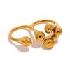 Yhpup Stainless Steel Creative Individualistic Fashionable Ring Waterproof Gold Silver Color Texture Jewelry for Women Gift