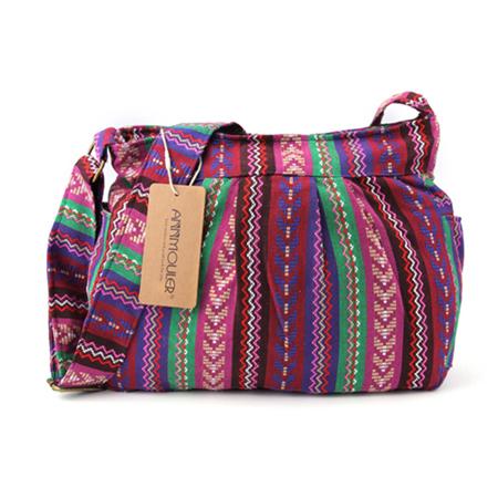 

Annmouler Women s Bag Quality Crossbody Bag Large Capacity Tribal Bag Multi-pockets Cotton Purse Bohemian Style Hobo Bag (30cm Max Length 50cm) світло-фіолетового кольору