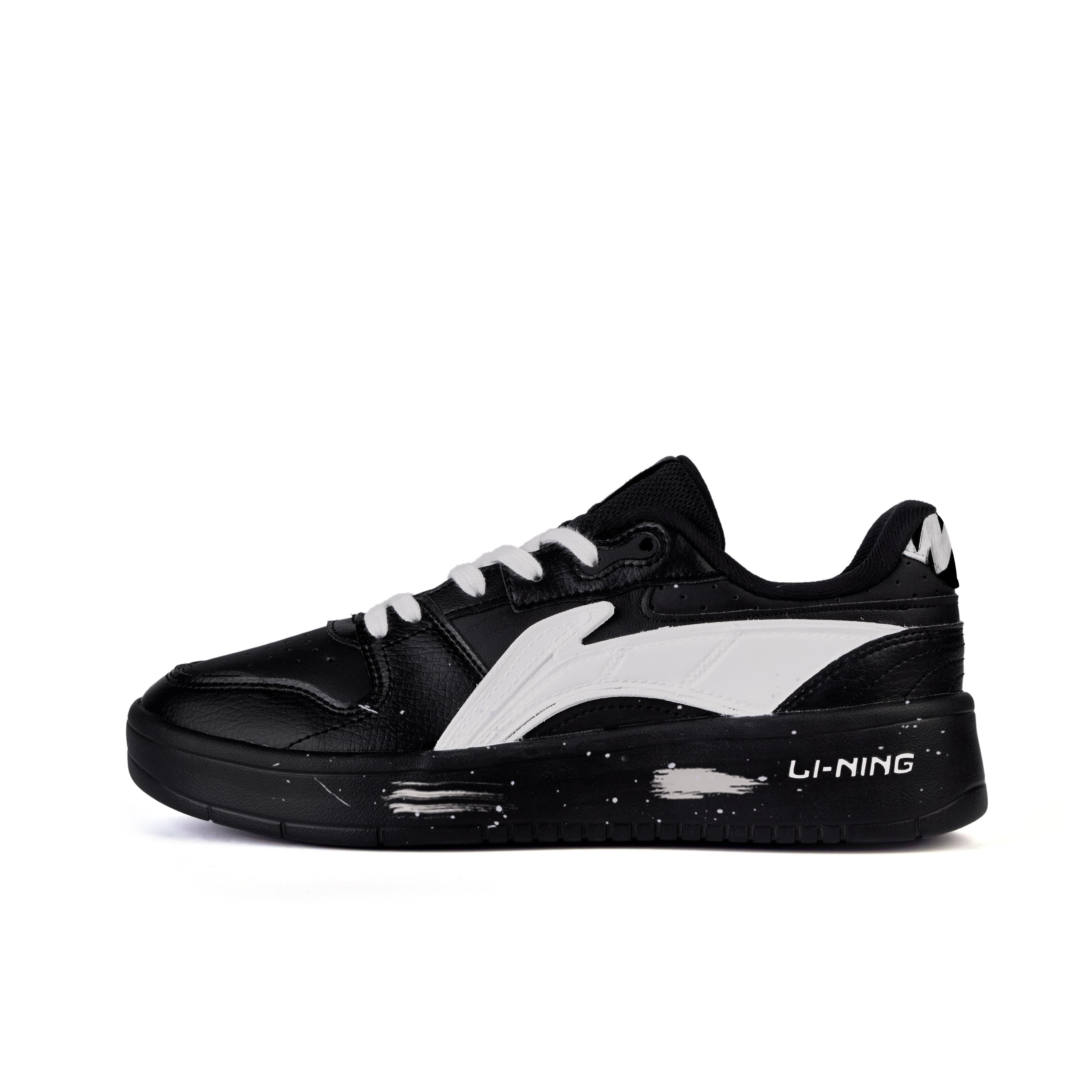 Li Ning Скользкие Амортизирующие Износостойкие Низкие Скейтбордические Кроссовки Мужские Черно-Белые AGCU515-5(Команда345-) 40