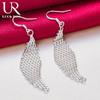 925 Sterling Silver Interwoven Mesh Hanging Piercing Earrings Fashionable Wedding Jewelry